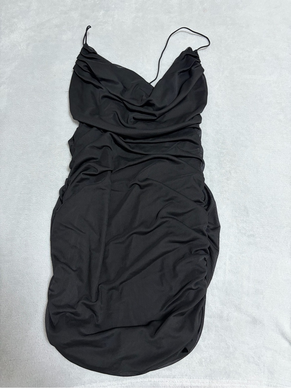 Garage Black Ruched Cowl Slip Mini Dress